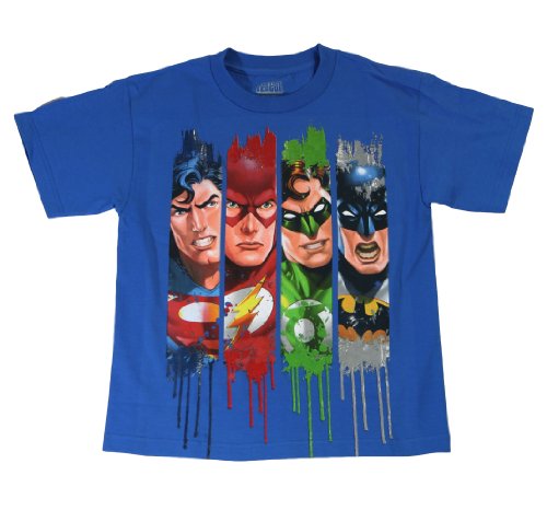  Bioworld Boys 8-20 Justice League Various Characters Drip Tee