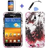 (4 items Combo: Stylus Pen, Screen Protector Film, Case Opener, Graphic Case) Counter Strike Expandable Red Wing Black Skull Design Rubberized Snap on Hard Shell Cover Faceplate Skin Phone Case for (Sprint) Samsung Epic Touch D710 Galaxy SII , (US Cellular) Samsung Galaxy S2 R760
