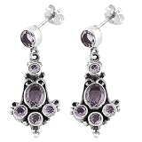 Fascinating 6 Ct. Amethyst 925 Sterling Silver Dangle Earrings