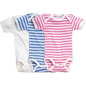 Under The Nile Unisex-baby Infant Babybodysuit With Short Sleeves, Wide Blue Stripe, 12-18 Months