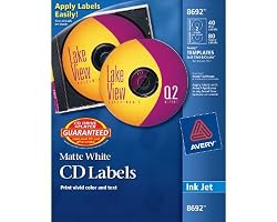 Avery CD Labels, Matte White, 40 Disc Labels and 80 Spine Labels (8692)