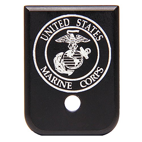 (Black) Glock 9mm & .40 Cal Magazine Base Plate Engraved with Marine Corps Logo