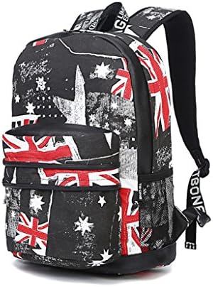 schoolbags backpack shoulder bag tide of men and women in camouflage graffiti canvas computer bag College Wind (Black and white)