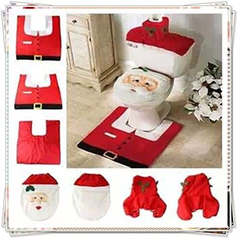 CYNDIE Hot Sale New 2015 Happy Santa Toilet Seat Cover Rug Christmas Xmas Decorations Bathroom Set Best Price Gift