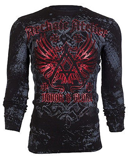 Archaic AFFLICTION Men THERMAL T-Shirt ACHILLES Tattoo Biker MMA UFC