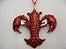 Glitter Red and Gold Crawfish Fleur De Lis Ornament with Free Gold Color Sheer Drawstring Pouch / Bag