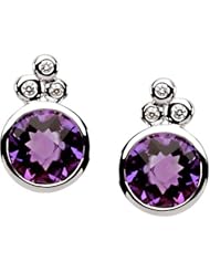14K White Gold Amethyst and Diamond Earrings -- LIFETIME WARRANTY