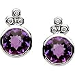14K White Gold Amethyst and Diamond Earrings