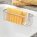 iDesign Gia Suction Extra Long Kitchen Sink Dish Sponge Holder/Rack for Sponges, Scrubbers, Bar Soap - XL, Brushed Satin Steel