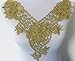 Embroidered Gold Metallic Flower Lace Collar Neckline Scrapbooking Patch Venise Applique Trimming T562