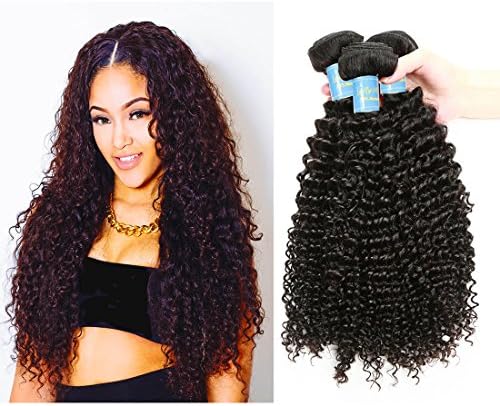 Lolly Hair Brazilian Virgin Curly Hair 3 Bundles 7a Unprocessed Virgin Remy Human Hair Weaves with Natural Black Color (8 8 8inch)