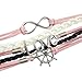 Wrapables Vintage Leather and Rope Infinity Bracelet, Pink