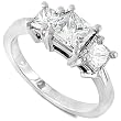 Three Stone Princess Cut Diamond Ring 1 1/2ctw (HI/SI) in 14K White Gold