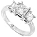 Three Stone Princess Cut Diamond Ring 1 1/2ctw (HI/SI) in 14K White Gold
