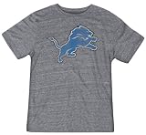 NFL Men's Detroit Lions Bigger Better Logo Tri Blend Tee (Dark Grey, Large)