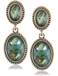 Napier Gold-Tone Green Drop Earrings