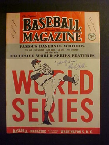 Bob Feller Cleveland Indians Autographed October 1954 Baseball Magazine