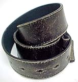 Vintage Look Distressed Black Leather Strap Belt Snap