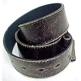 Vintage Look Distressed Black Leather Strap Belt Snap