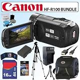 Canon Vixia HF-R100 20X Full HD Flash Memory Camcorder 16GB Deluxe Accessory Bundle