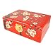 Red Plum Blossom Tree Hand Painted Lacquer Wood Jewelry Box