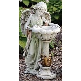 23 Girl Angel with Solar Bird Bath Outdoor Garden Statue #47237 by Birdbaths