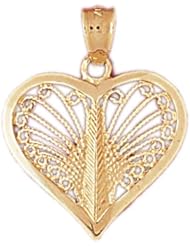 Dazzlers Solid 14k Gold Heart Charm Pendant Available in three colors from jewelsberry (weights: 2.4 grams only)