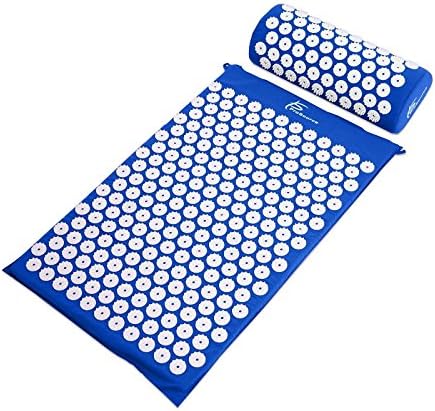 Blue ProSource Acupressure Mat and Pillow Set for Back/Neck Pain Relief and Muscle...