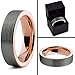 Tungsten Wedding Band Ring 6mm for Men Women Comfort Fit 18K Rose Gold Plated Pipe Cut Flat Brushed Polished Lifetime Guarantee