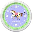 Olive Kids - Patchwork Ponies Personalized Clock (White)