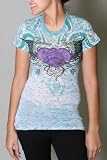 Love Parade Burnout Ladies T-shirt in Teal by Sinful