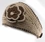 100% Handmade Thin Knit Flower Headband best for Ponytail Styling, Brown Beige 2 Tone