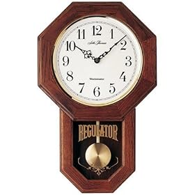 Seth Thomas Reginald Stained White Dial Brown Oak Finish and Wooden Case with Chime Pendulum Wall Clock