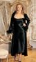 Shirley of Hollywood SB IA-X25062, Long Dressing Gown of Charmeuse & Ostrich Feather, Plus Sizes