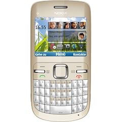 Nokia C3 Smartphone (6.1 cm (2.4 Zoll) Display, Bluetooth, 2 Megapixel Kamera, QWERTZ-Tastatur) gold/wei�