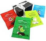 Fusion Jerky 4-Flavor Variety: One 3 oz Bag Each of Garlic Jalape&ntilde;o Pork, Island Teriyaki Pork, Chipotle Lime Beef, and Basil Citrus Beef in a BlackTie Box (4 Items Total)
