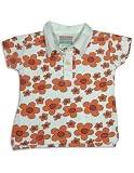 Gold Rush Outfitters - Girls Polo Flower Shirt, White, Orange
