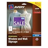 Avery Removable Window and Wall Signage, InkJet, 8.5 x 11-Inches, White, Pack of 10 (22800)