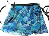 Blue Floral Chiffon Wrap Ballet Dance Skirt w/matching Hair Scrunchie Girls Medium 7-10