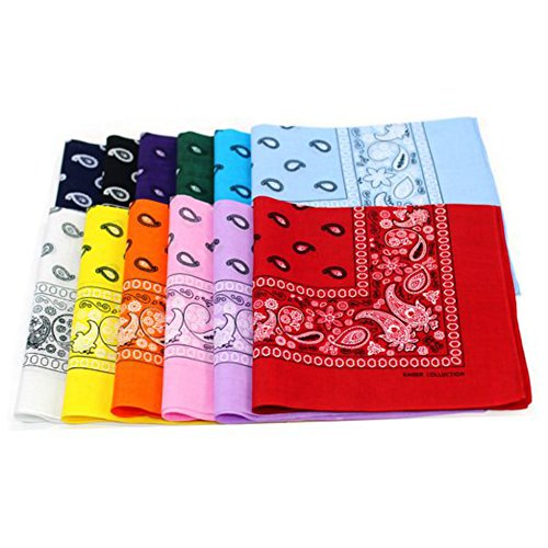 Paisley One Dozen Mix Color Bandanas
