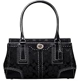 AUTHENTIC COACH HAMPTONS SIGNATURE MEDIUM CARRYALL 11589 (Black/Black)