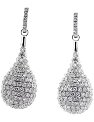 18K White Gold Raindrop Pave Diamond Drop Earrings