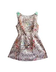 Belted Sleeveless Polyester General Print Wedding Party Dress 