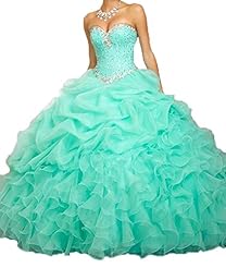 Sweetheart Beaded Sequined  Lace-Up Organza   Ball Gown Pageant Dress/Prom Dress/Quinceanera Dress/Party Dress  With Ruffles