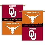 NCAA Oklahoma - Texas 2-Sided 28-by-40 inch House Banner with  Pole Sleeve- Rivalry House Divided