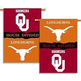 NCAA Oklahoma - Texas 2-Sided 28-by-40 inch House Banner with  Pole Sleeve- Rivalry House Divided