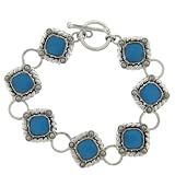 Sterling Silver Square Turquoise Toggle Clasp Bracelet