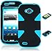 Bastex Heavy Duty Hybrid Case for ZTE savvy Z750C - Sky Blue Silicone with Black Hard Shell