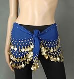 Bellyrose Chiffon Dangling Gold Coins Belly Dance Hip Scarf, Vogue Style