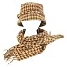 New Ski Houndstooth Bucket Cap Hat Scarf Wrap Set Small Medium Brown Camel